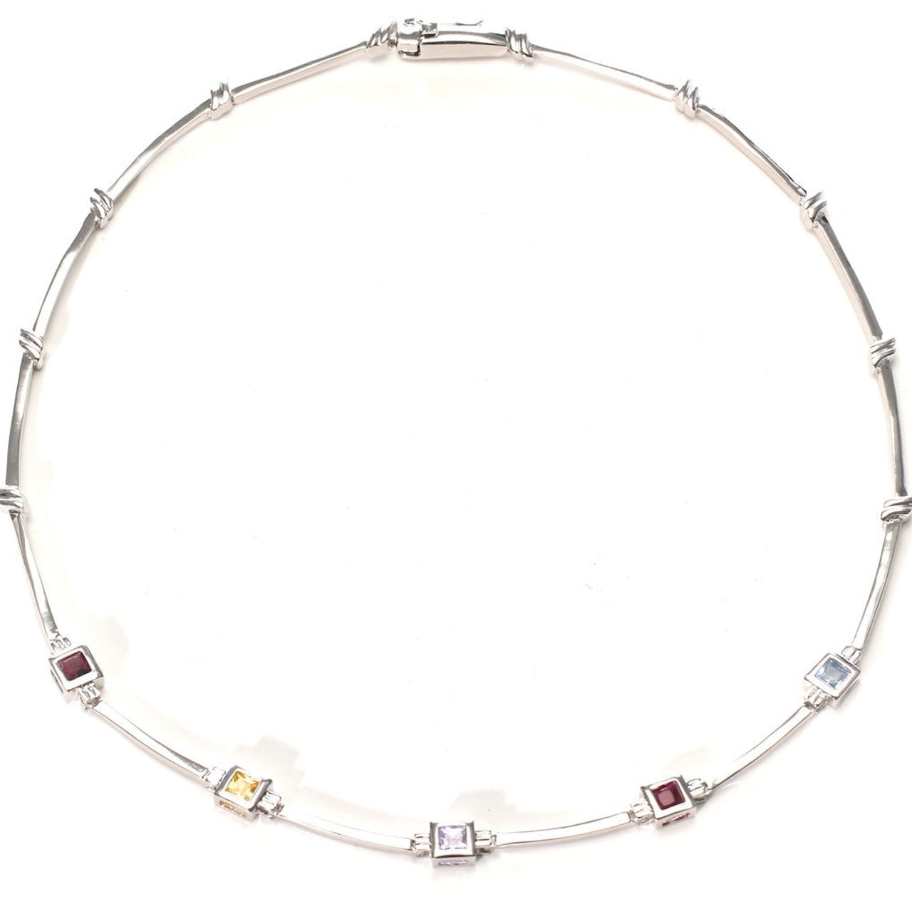 cubic zirconia necklace-silver necklace-layering jewelry-layering necklace