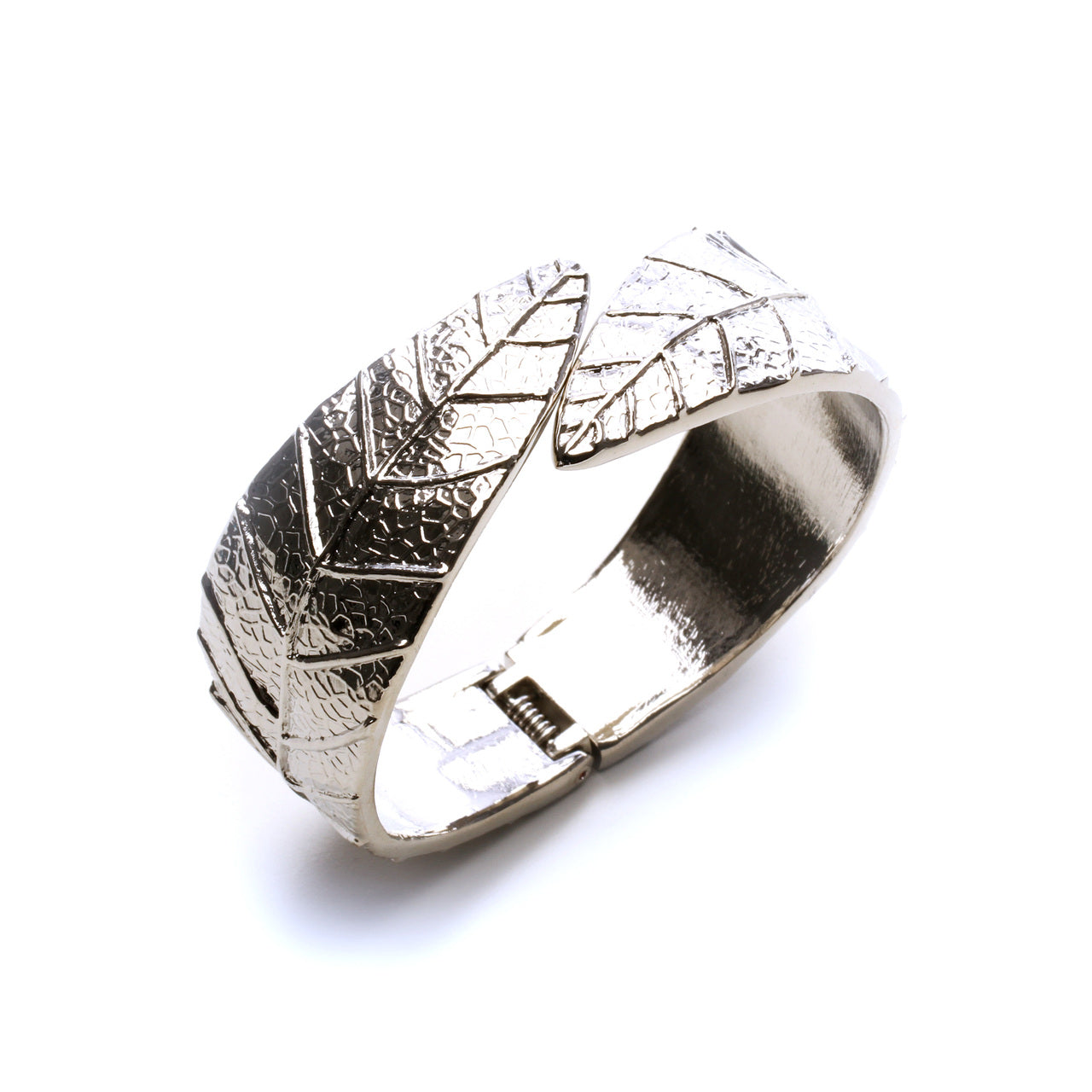 silver-leaf petals-bangle-bracelet