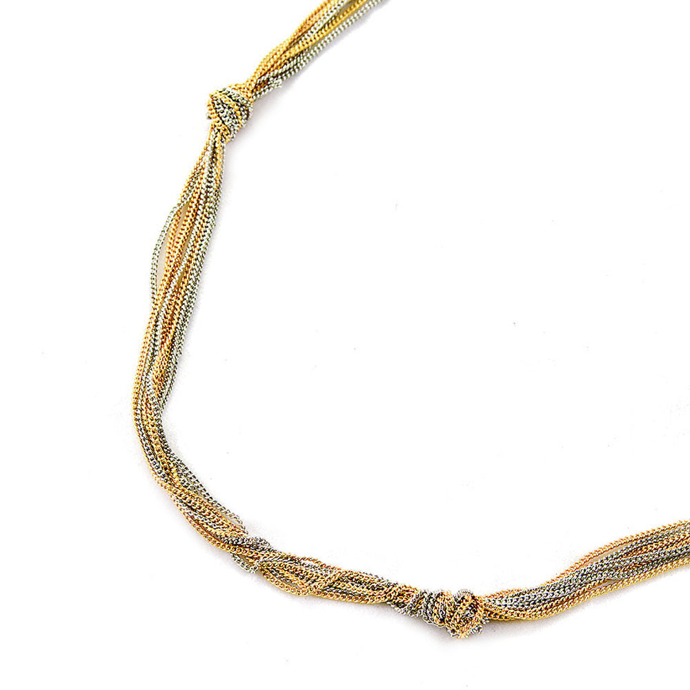 Two Toned Gold And Silver Knotted Chain Layering Necklace