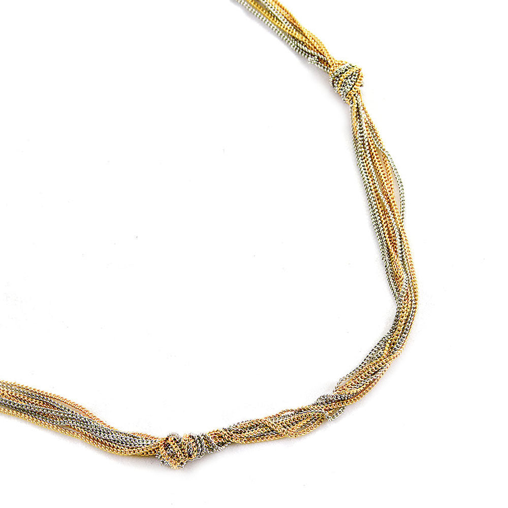 Two Toned Gold And Silver Knotted Chain Layering Necklace