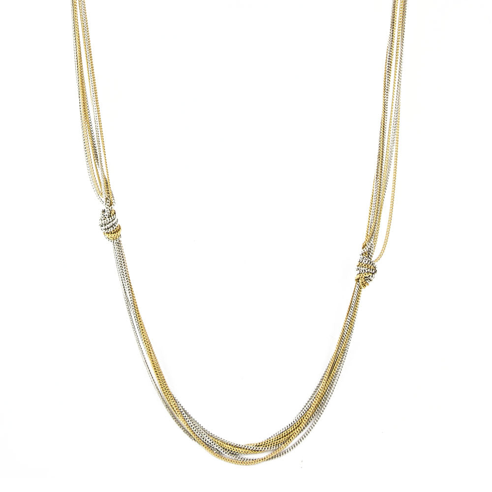 Two Toned Gold And Silver Knotted Chain Layering Necklace