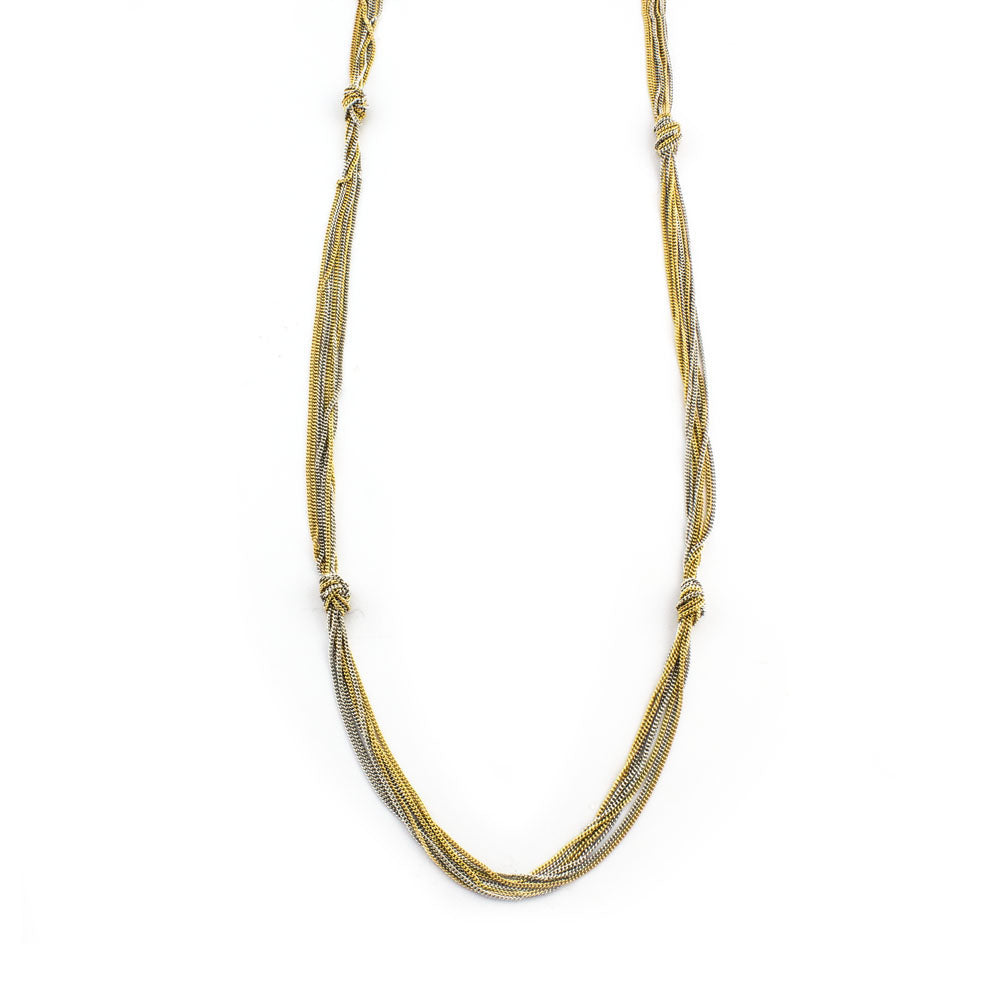 Two Toned Gold And Silver Knotted Chain Layering Necklace