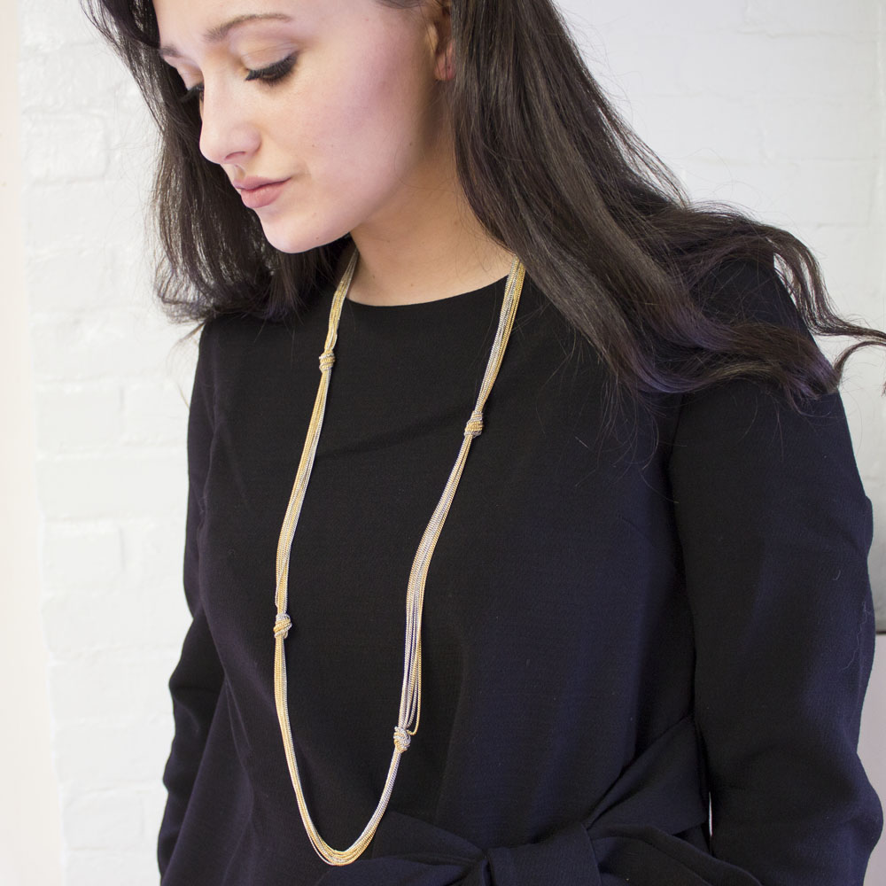 Two Toned Gold And Silver Knotted Chain Layering Necklace