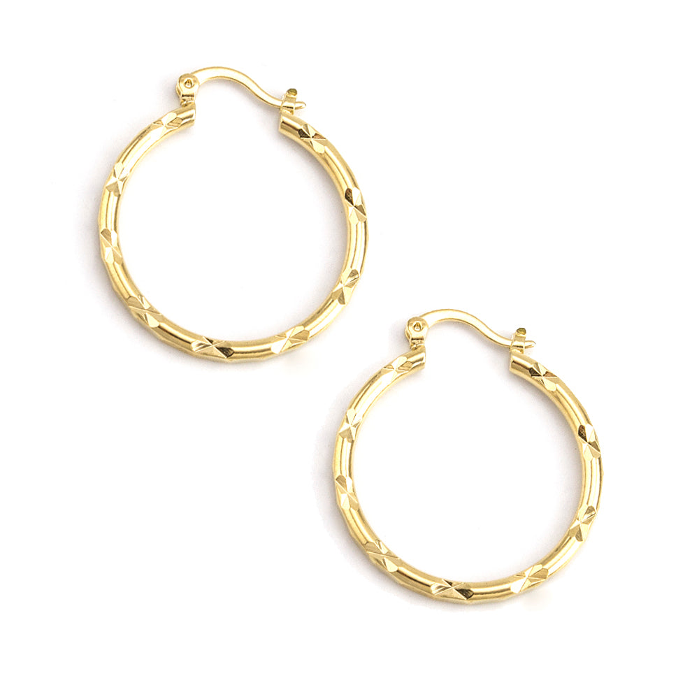 Stamped to Perfection Gold Hoop Earrings
