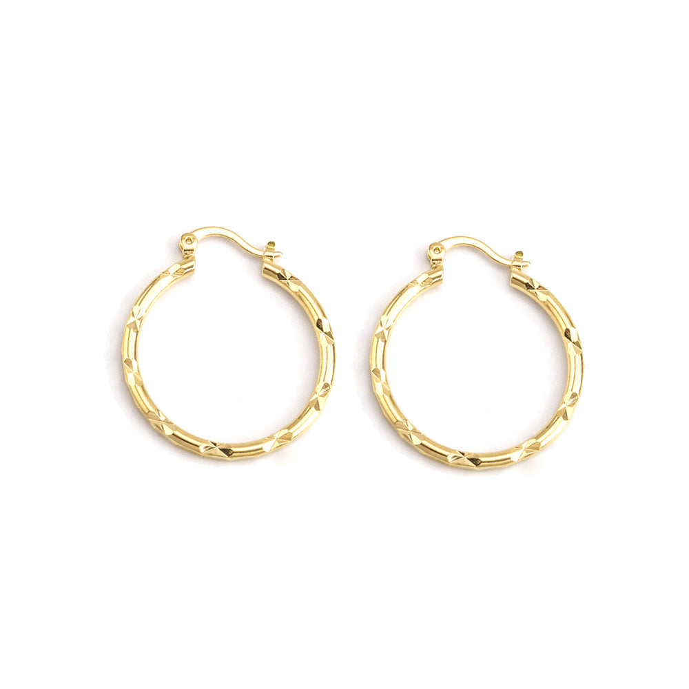 Stamped to Perfection Gold Hoop Earrings