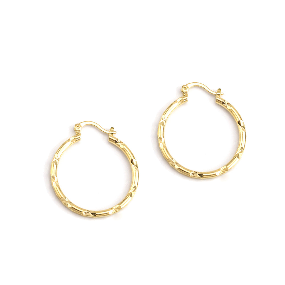 Stamped to Perfection Gold Hoop Earrings