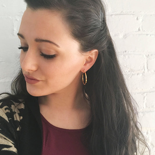 Stamped to Perfection Gold Hoop Earrings