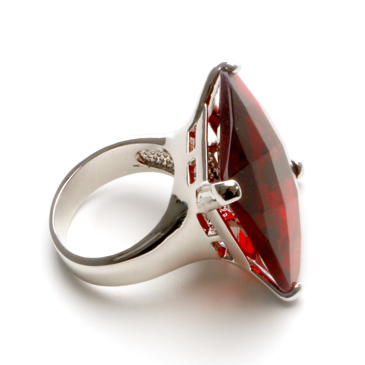 Cushion Cut Red Crystal Statement Ring
