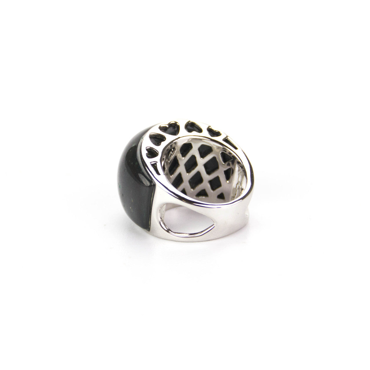Genuine-stone-Black Agate-womens-Ring