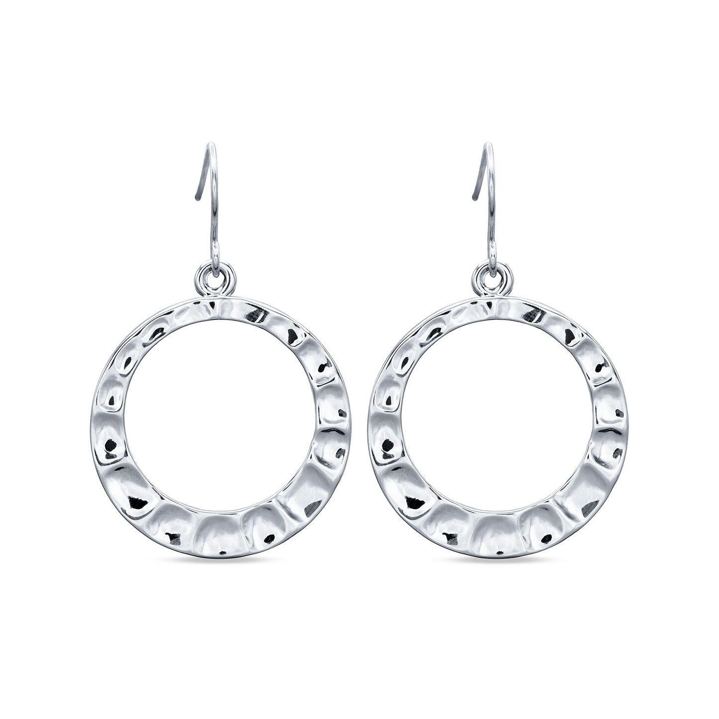 Classic Textured Silver Tone Hoop Earrings with Latch Back Closure - 1 Inch Diameter (Copy)