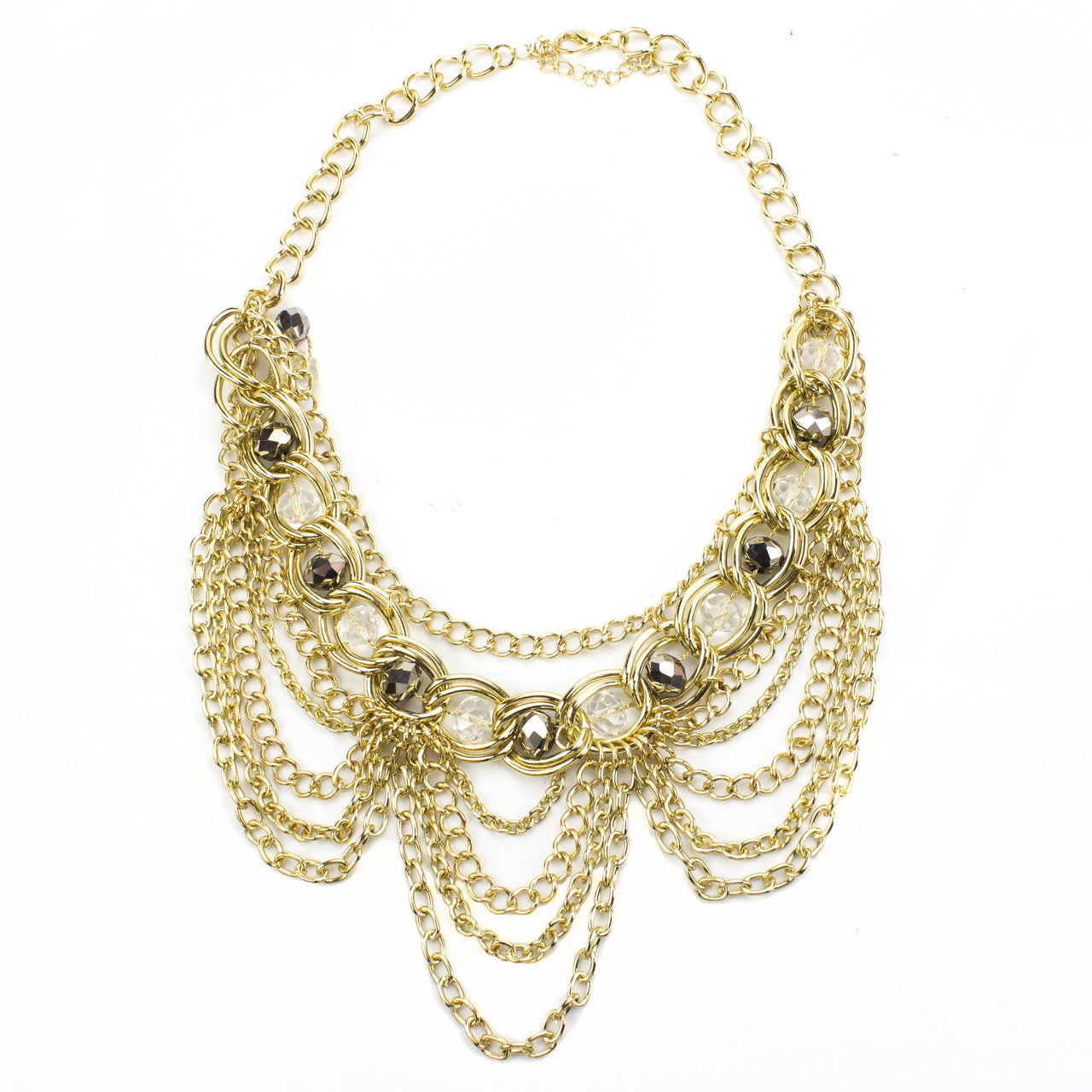 Draped in Gold Bib Necklace and Earring Set