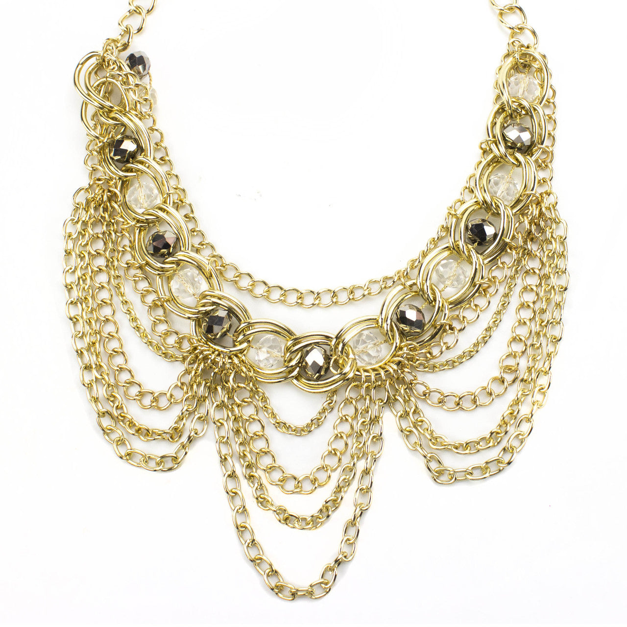 Draped in Gold Bib Necklace and Earring Set