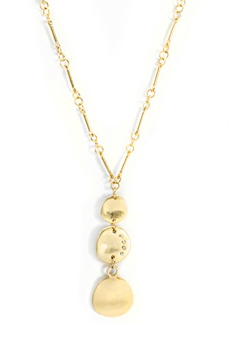 24 Inch Triple Disc Austrian Crystal Gold Tone Long Pendant Statement Necklace