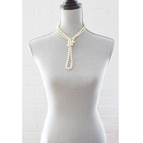 Classic 24 Inch Knotted Glass Pearl Strand Necklace 8mm White Pearls Versatile Length