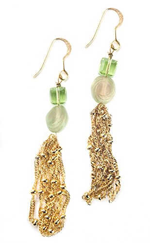 Bohemian Glass Bead Tassel Necklace and Earring Set - 30 Inch Long Chain Statement Jewelry