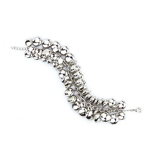 Silver Tone Beaded Charm Statement Bracelet with Lobster Clasp - Adjustable Fashion Jewelry