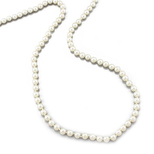 Classic 24 Inch Knotted Glass Pearl Strand Necklace 8mm White Pearls Versatile Length