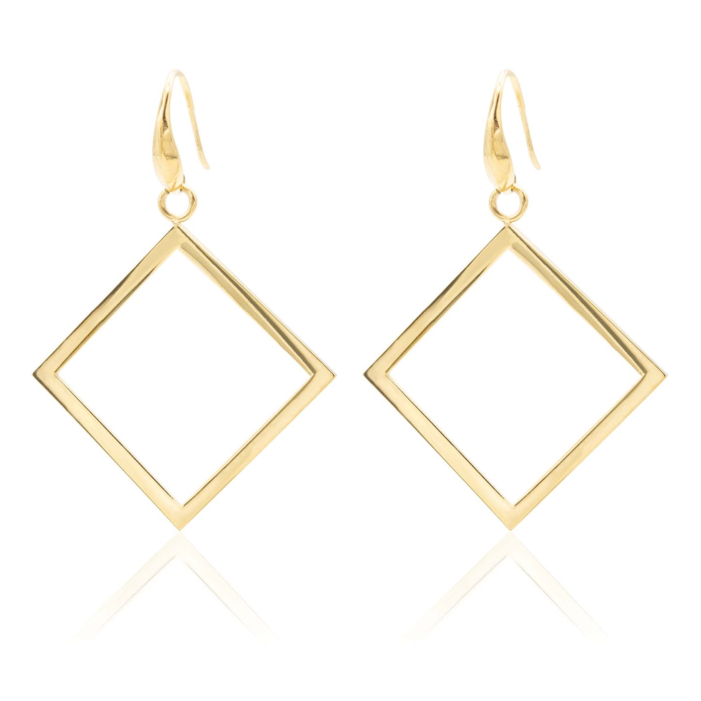 Modern Square Dangle Drop Earrings Gold Plated Stainless Steel Statement Earrings for Women