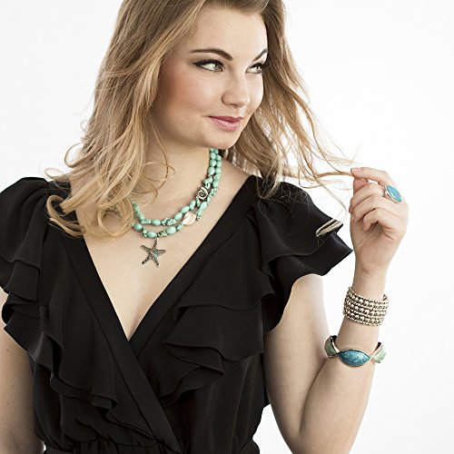 turquoise necklace-starfish jewelry-summer jewelry