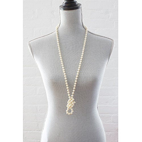 Classic 24 Inch Knotted Glass Pearl Strand Necklace 8mm White Pearls Versatile Length