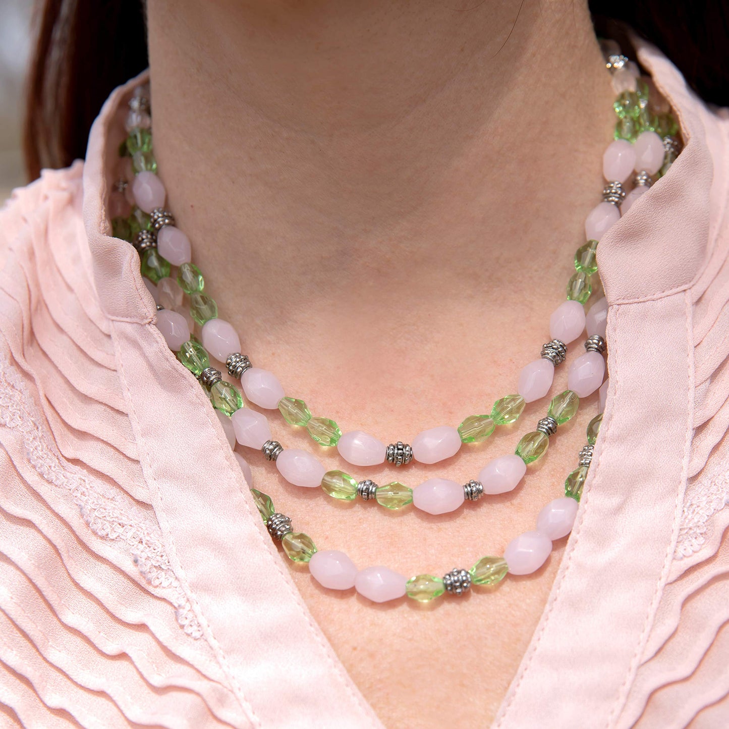 statement necklace-pink necklace-quartz jewelry