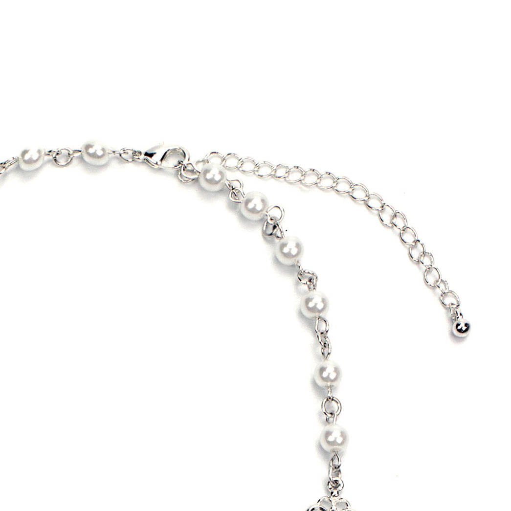 Vintage Style Pearl and Crystal Statement Necklace with Filigree Design - Wedding Bridal Special Occasion Jewelry