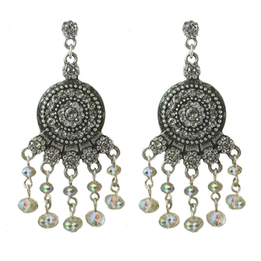 Vintage Style Crystal Chandelier Drop Earrings with Austrian Crystals and Aurora Borealis Beads