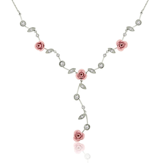 bridal necklace-rose necklace-bridesmaids jewelry