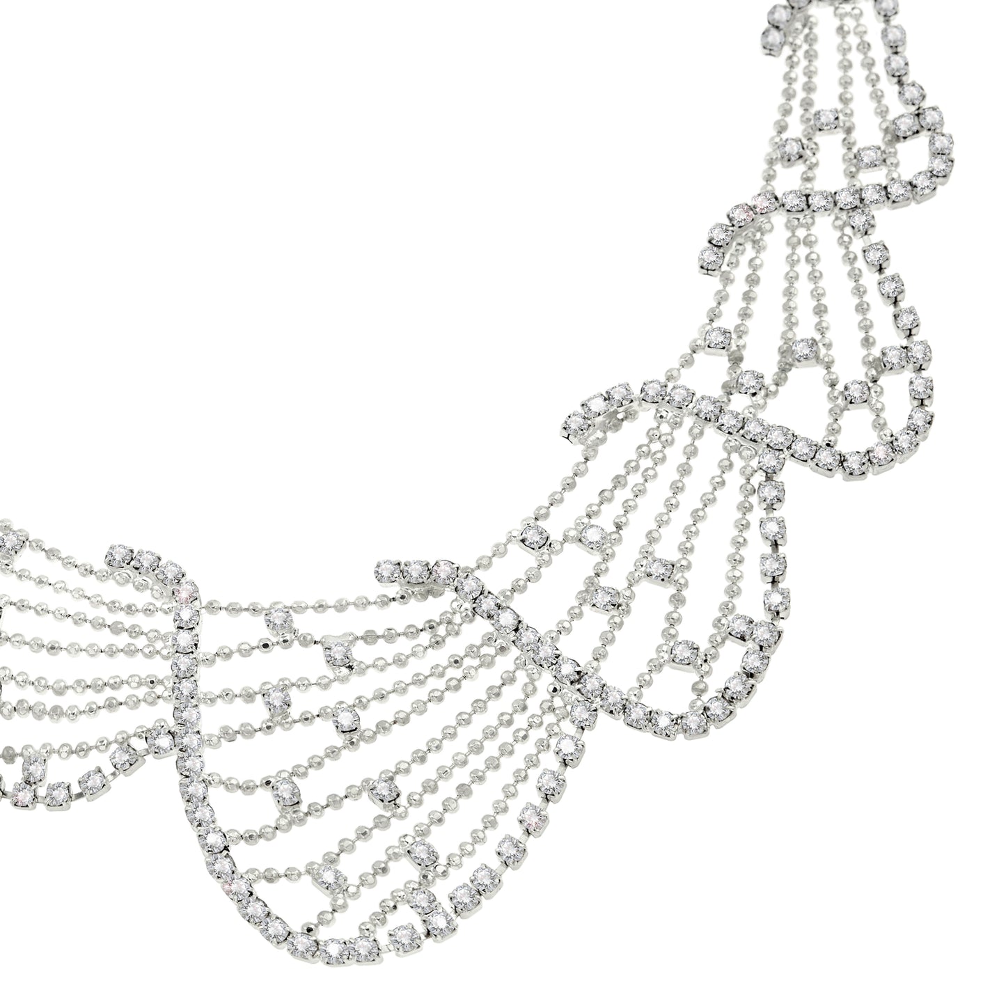 Elegant Austrian Crystal Wave Design Necklace and Earring Set - Adjustable Bridal Jewelry