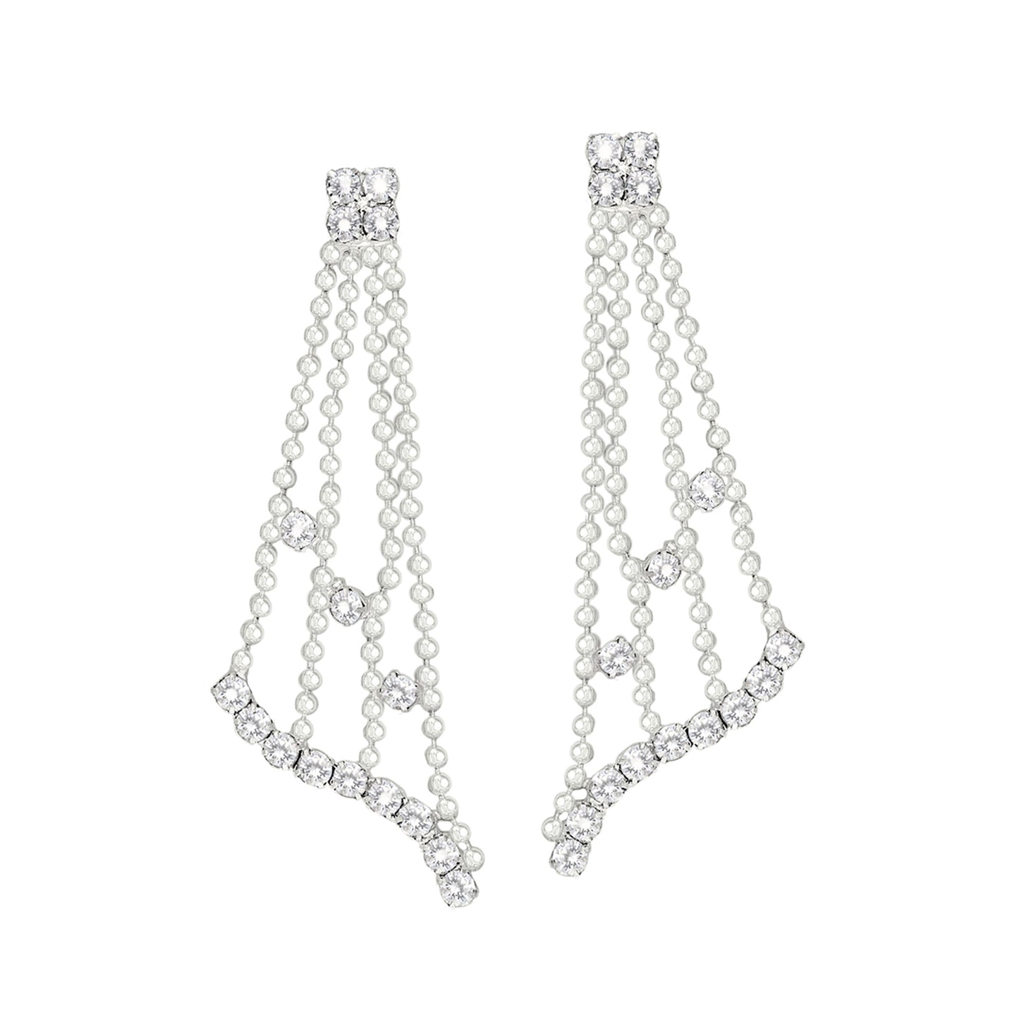 Elegant Austrian Crystal Wave Design Necklace and Earring Set - Adjustable Bridal Jewelry