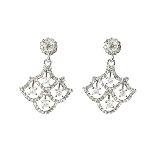 Elegant Harlequin Austrian Crystal Drop Earrings - Bridal Wedding Special Occasion Statement Earrings