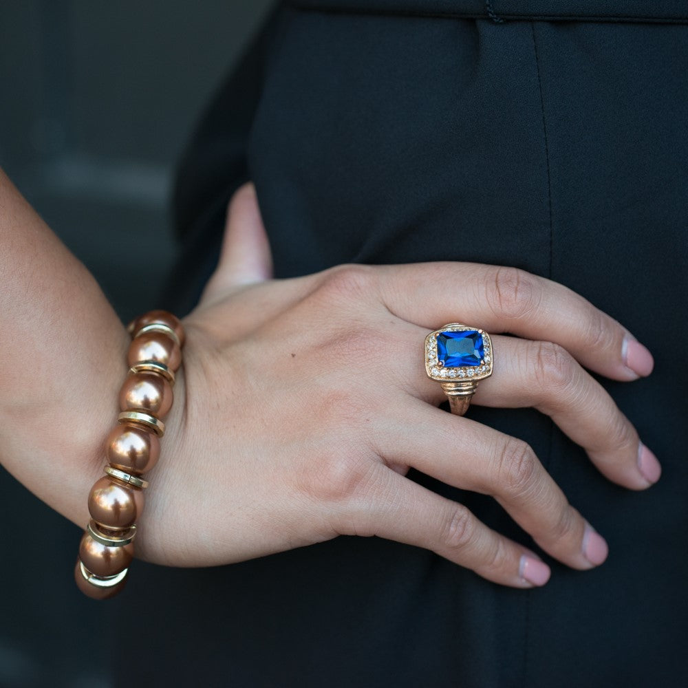 Sapphire Crystal Statement Ring with Halo