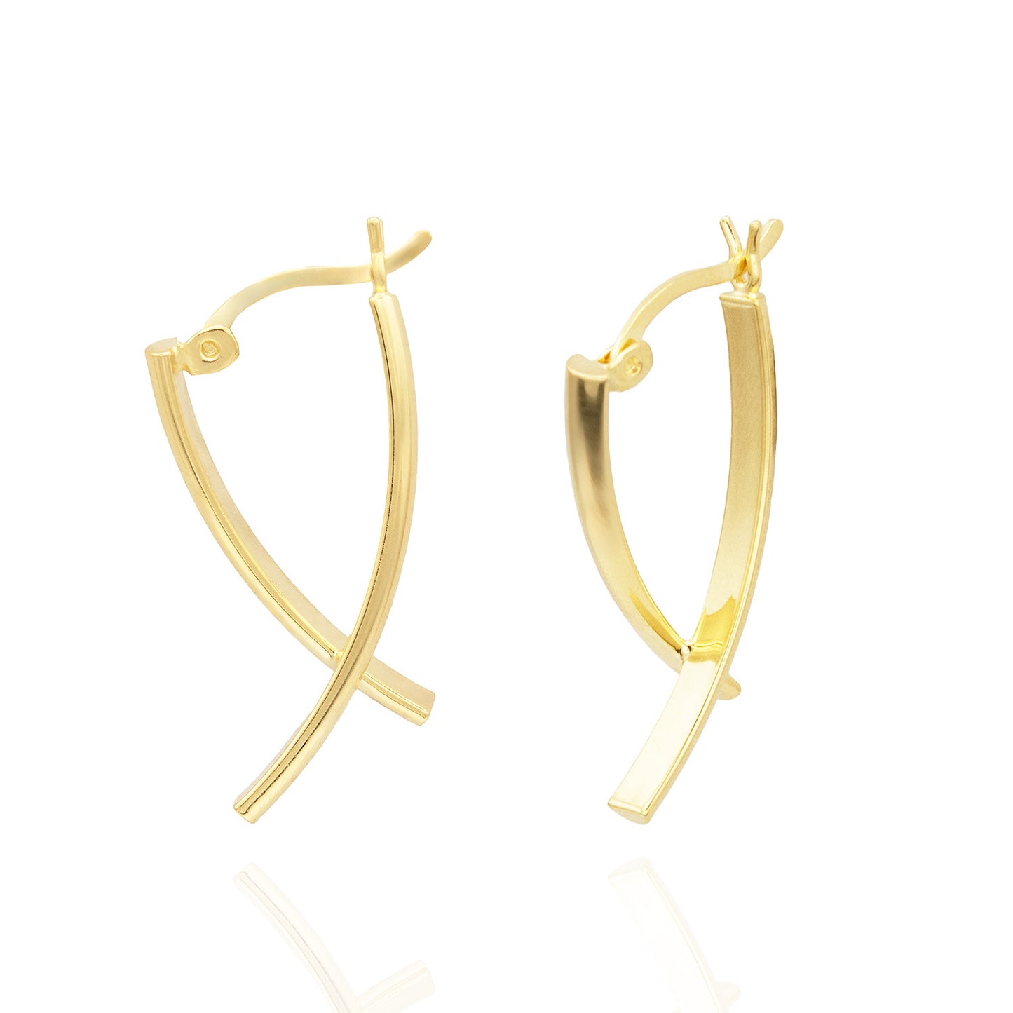 Elegant 14k Yellow Gold Plated Dangle Earrings Modern Women's Design
