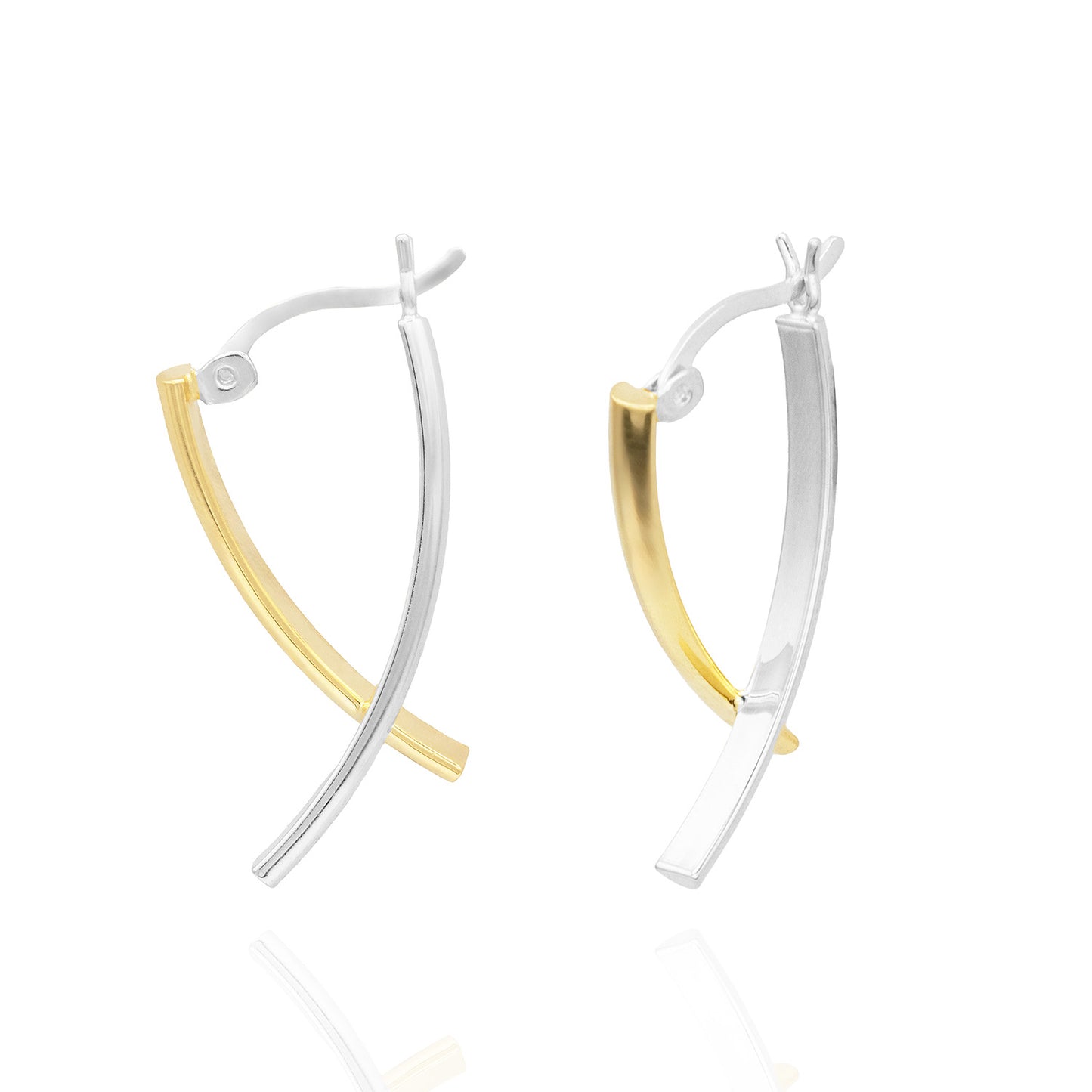 Elegant 14k Yellow and White Gold Plated Dangle Earrings with Accents Modern Women's Design