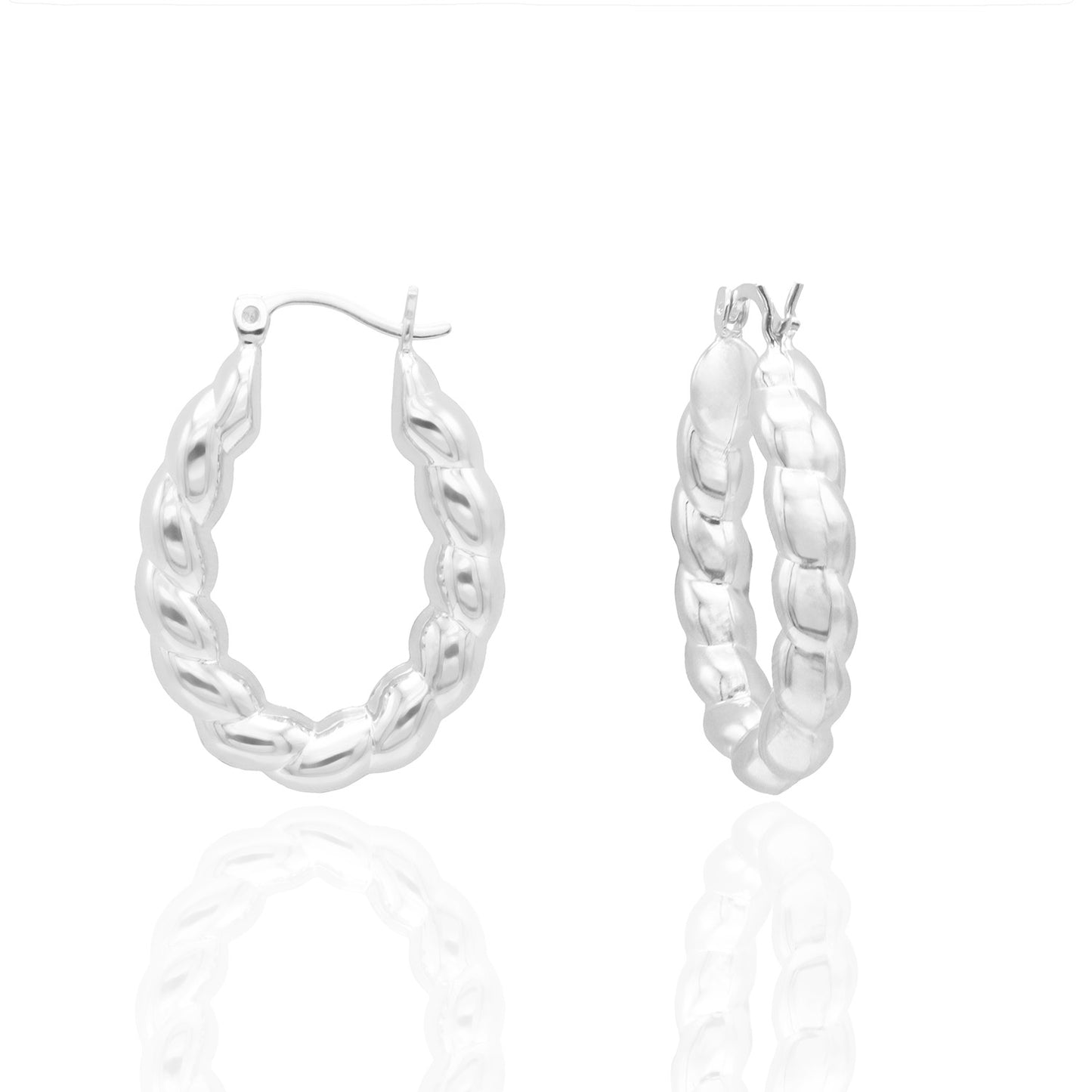 Elegant 14k White Gold Plated Dangle Hoop Earrings Modern Women's Design