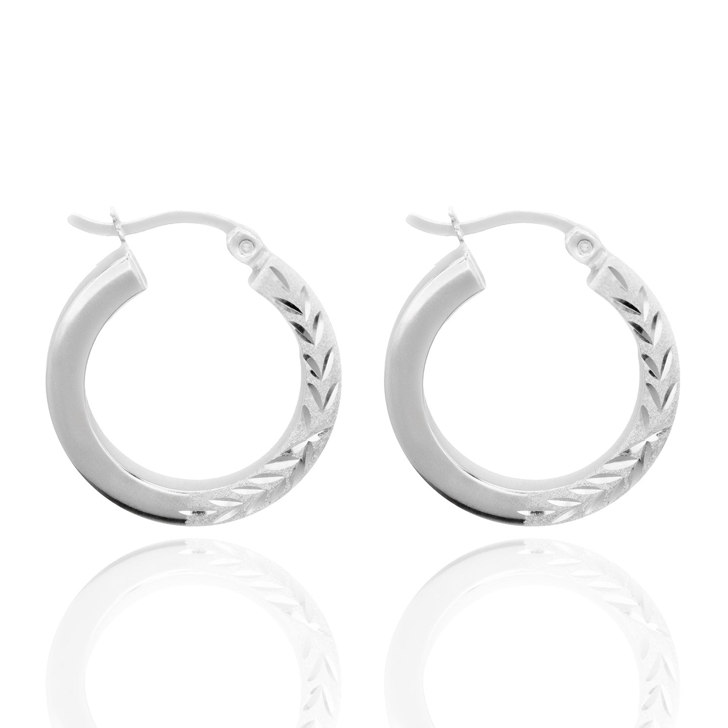 Elegant 14k White Gold Plated Textured Dangle Hoop Earrings Modern Women's Design