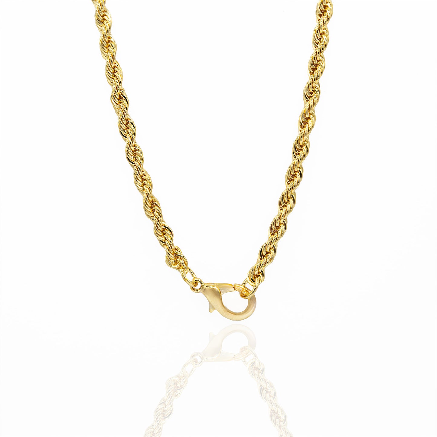 36 Inch Gold Plated Rope Chain Necklace - Classic Twisted Chain Design with Lobster Clasp