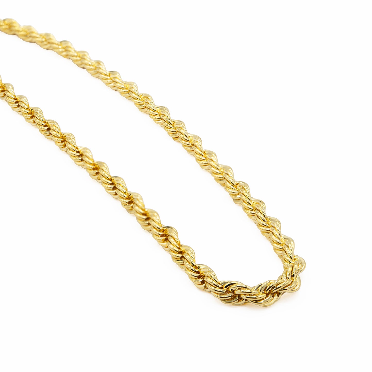 36 Inch Gold Plated Rope Chain Necklace - Classic Twisted Chain Design with Lobster Clasp