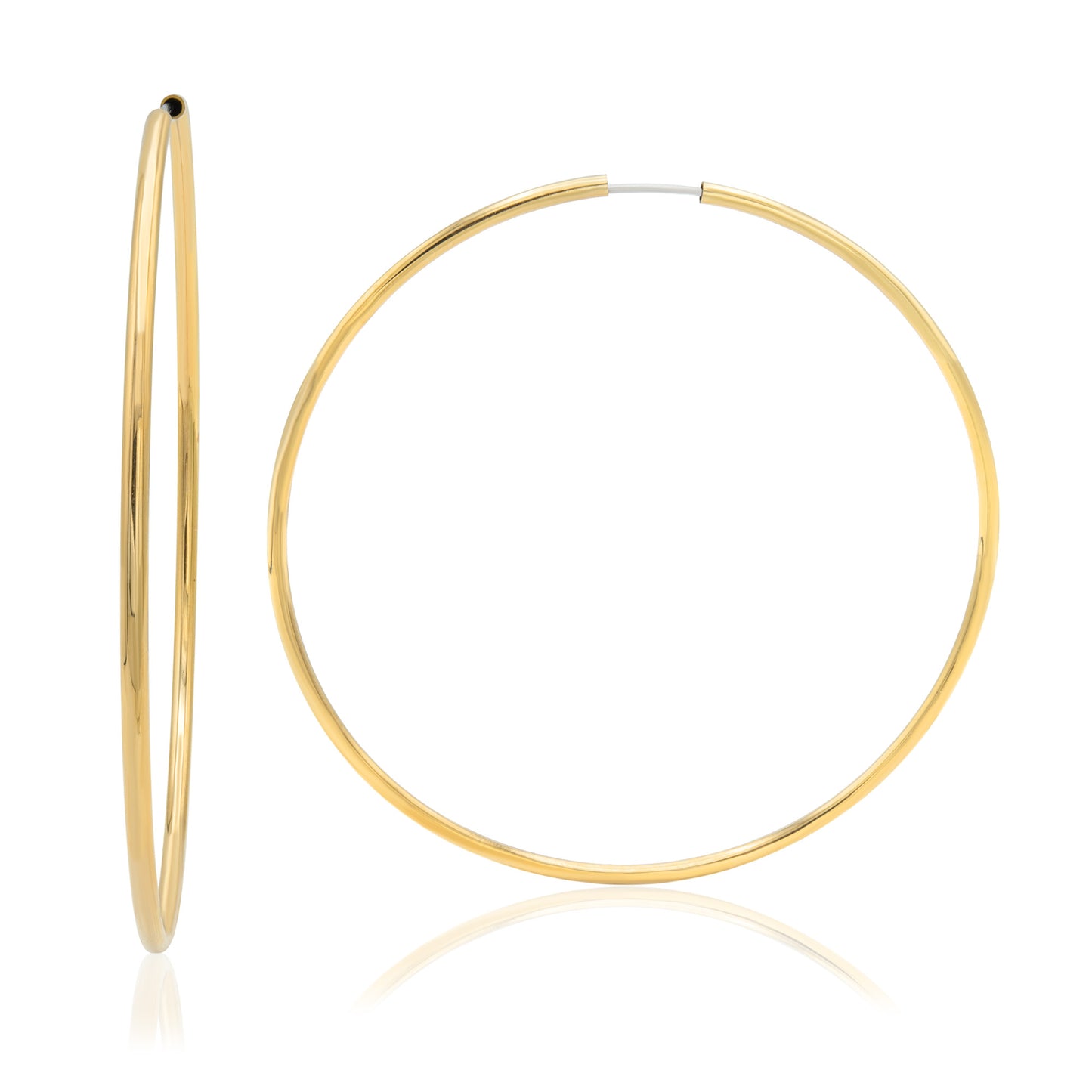 3 Inch Large Gold Tone Hoop Earrings - Lightweight Classic Wire Hoops for Women