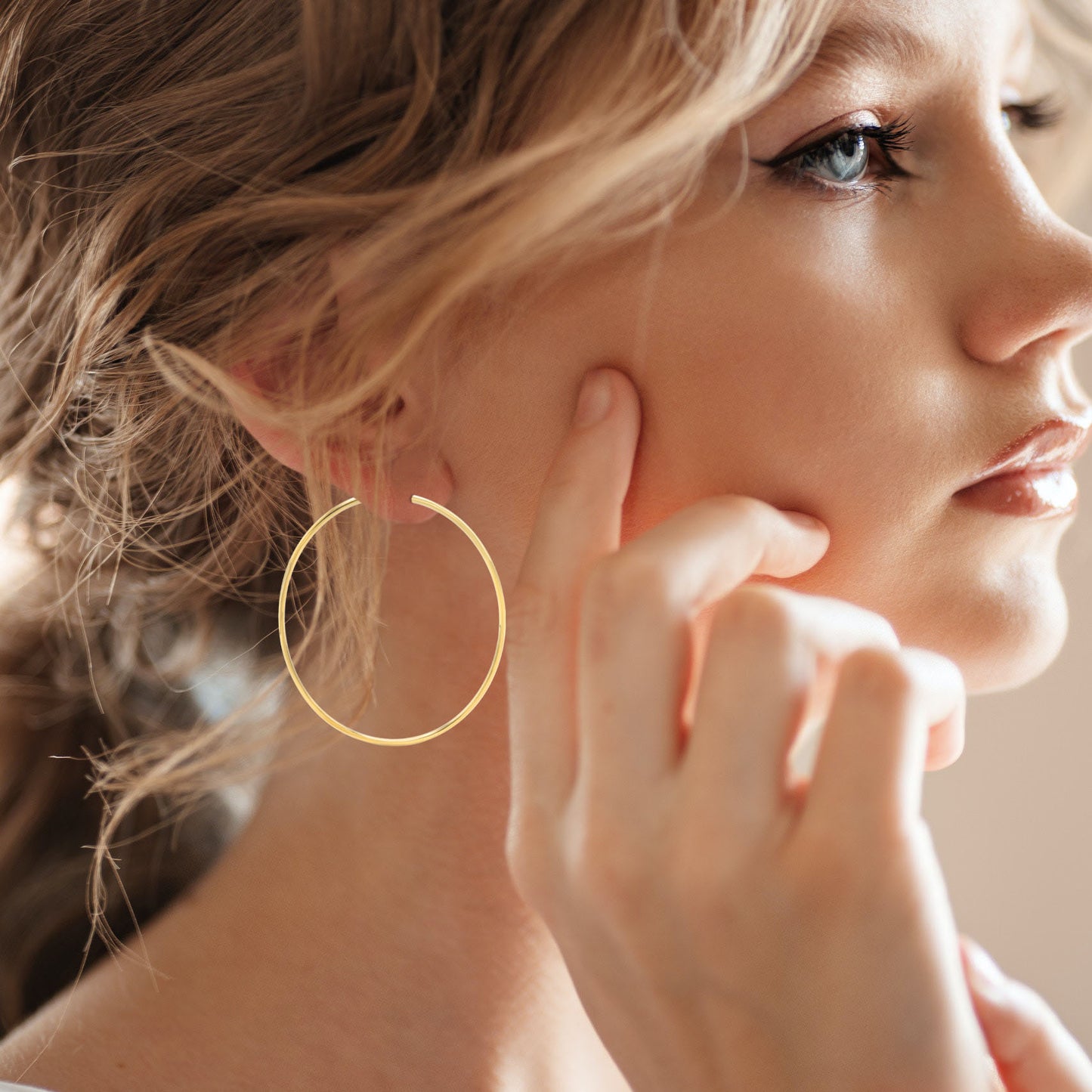 Classic Medium Gold Tone Hoop Earrings