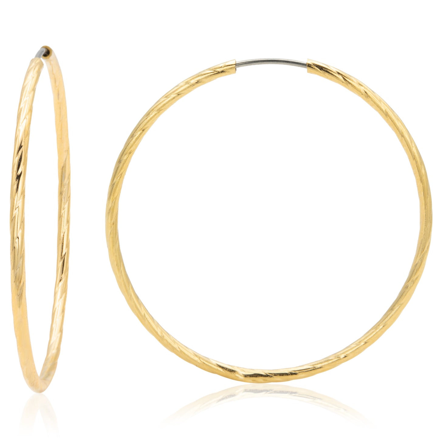 Textured Gold Tone Hoop Earrings