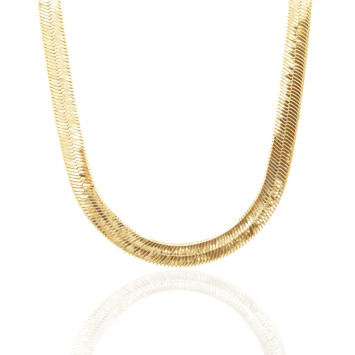 18 Inch Gold Tone Herringbone Chain Necklace Classic Flat Snake Chain