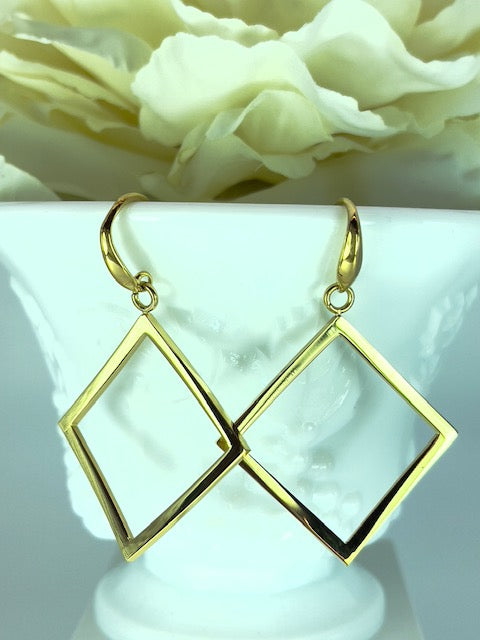 Modern Square Dangle Drop Earrings Gold Plated Stainless Steel Statement Earrings for Women