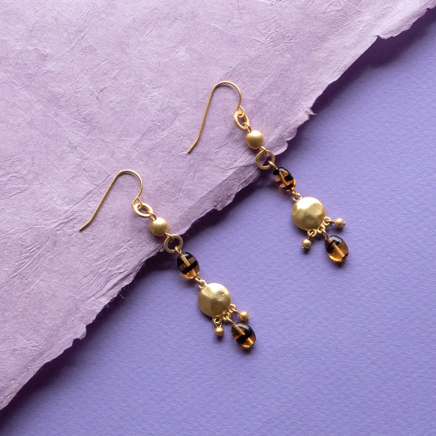 Safari Long Beaded Earrings 2-3/4 Inches Long