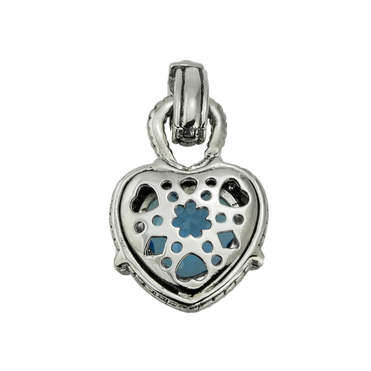 Silver-heart-pendant-aquamarine-blue-glass-heart-insert-Designer-inspired