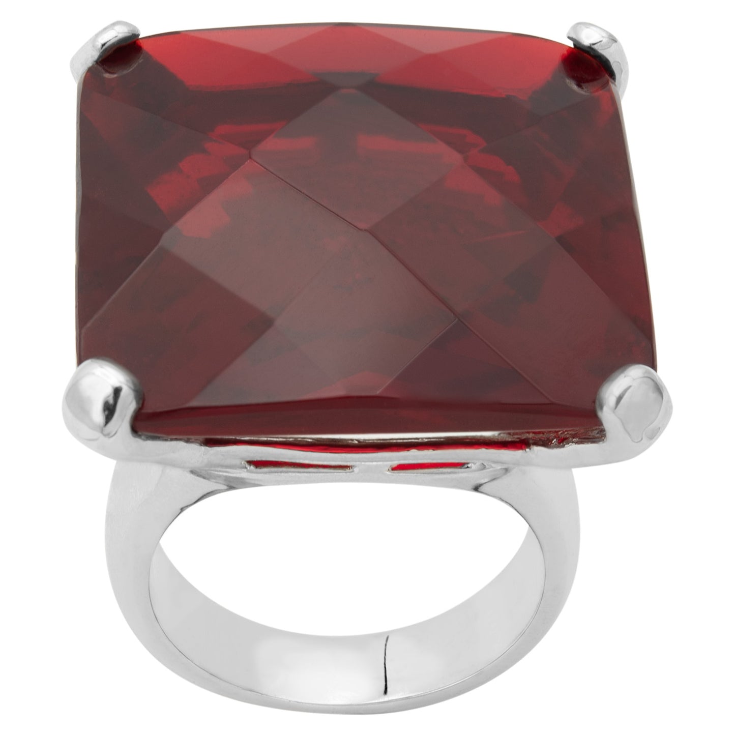 Cushion Cut Red Crystal Statement Ring