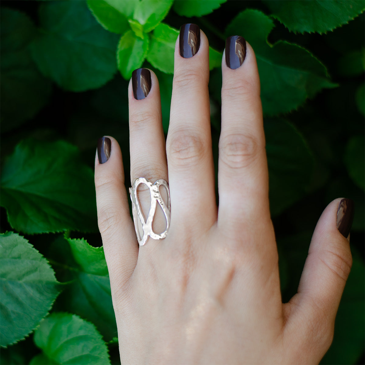 Wide Band Geometric Cutout Ring