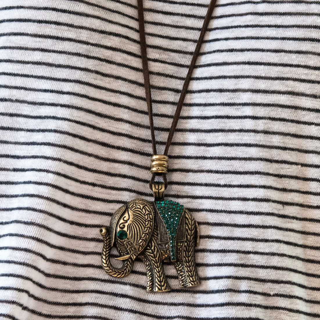 Lucky Elephant Crystal Pendant Necklace