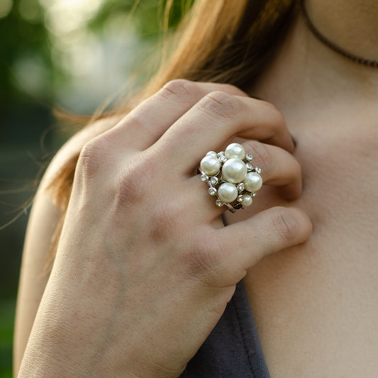 statement ring, cocktail ring, pearl rings