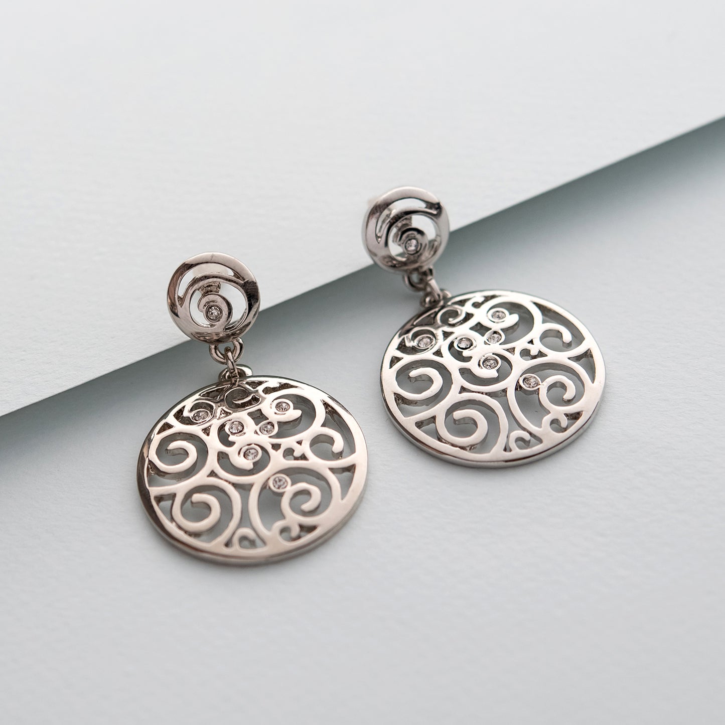 Fancy Lace Crystal Dangle Earrings